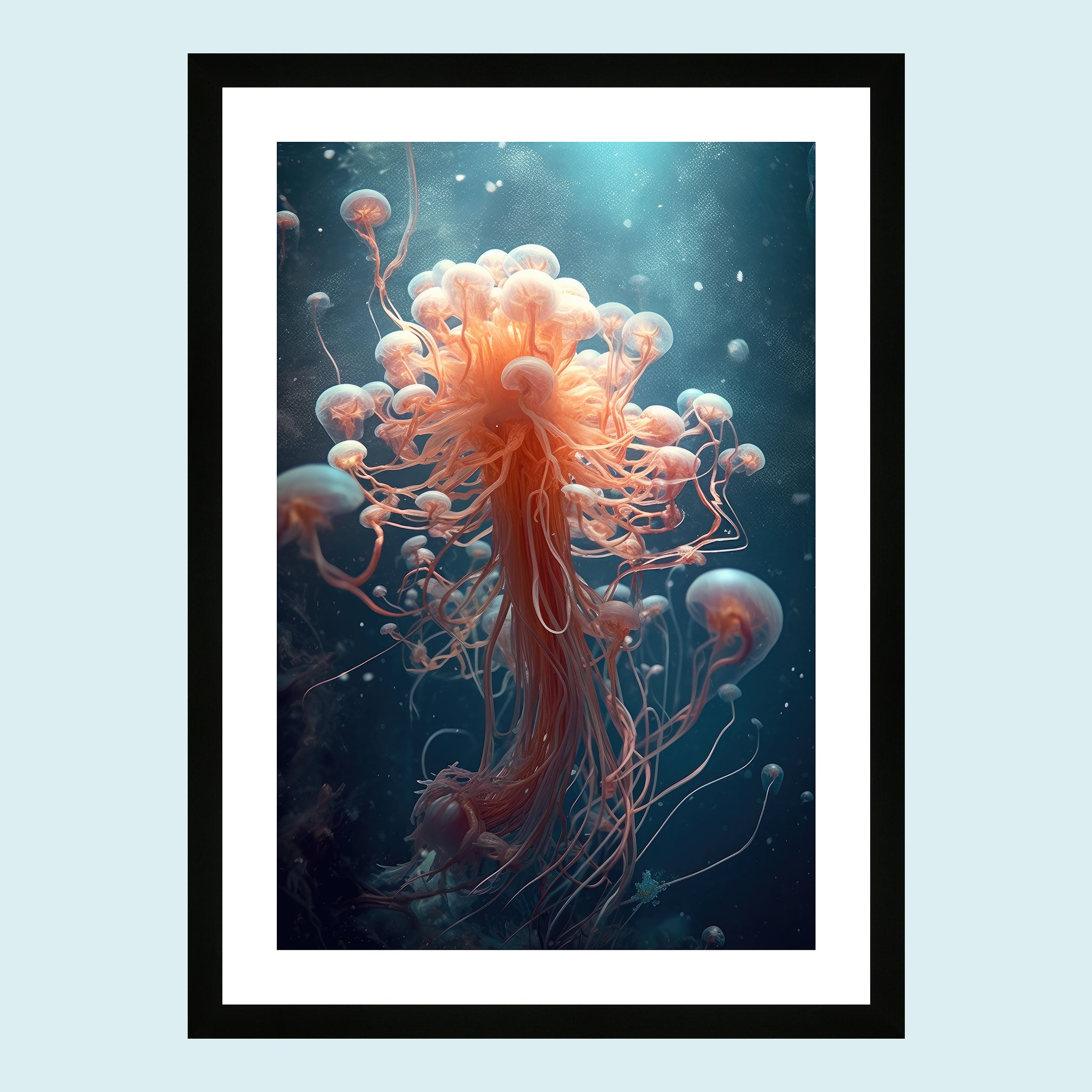 Umi - Dancing Jellyfish X - Giclée Print by ArtFarty #Frame_Black