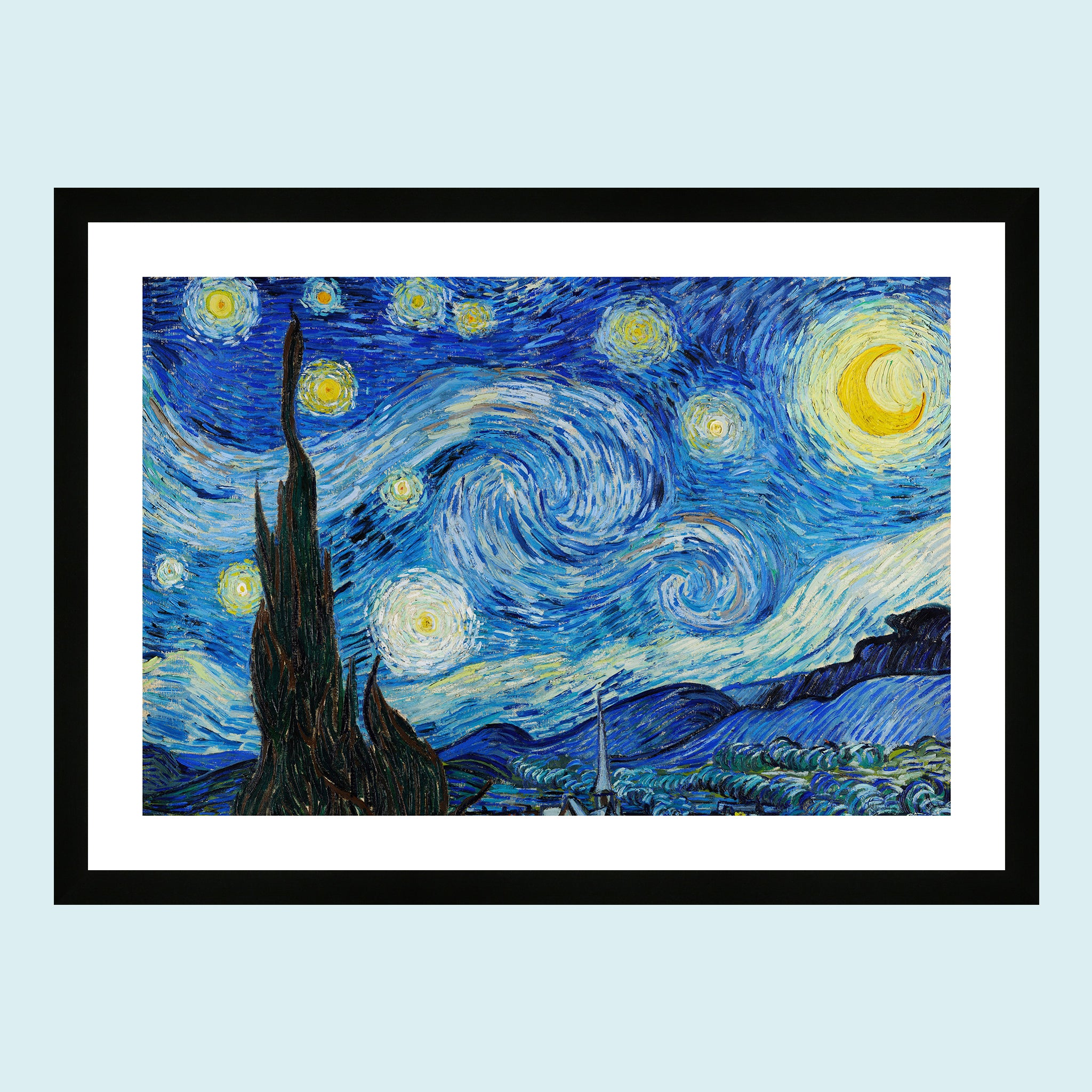 Moonlight - The Starry Night - Giclée Print by ArtFarty #Frame_Black