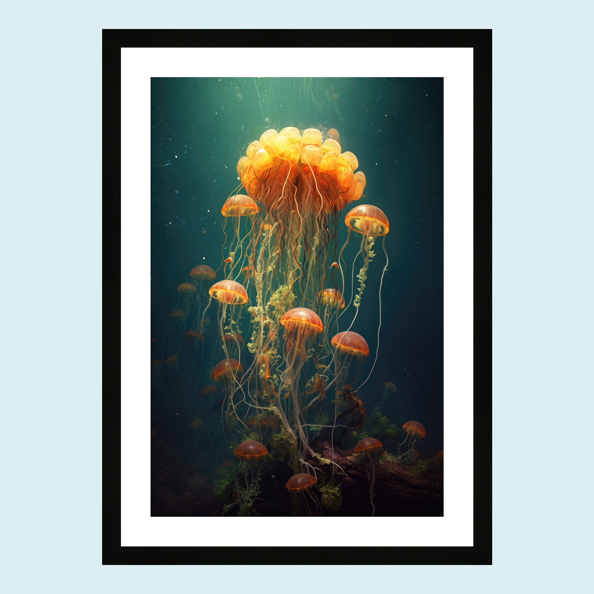 Umi - Dancing Jellyfish VII - Giclée Print by ArtFarty #Frame_Black