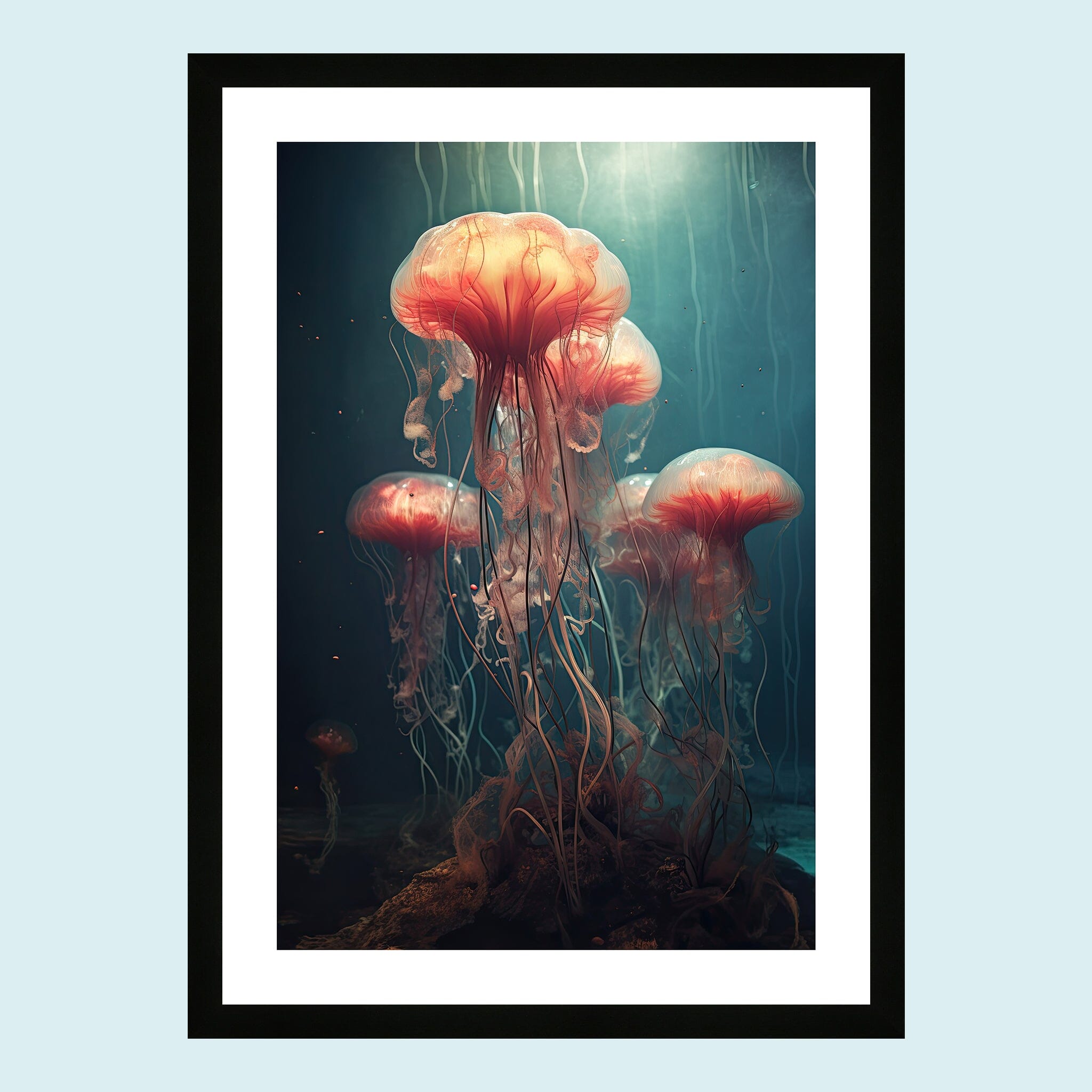 Umi - Dancing Jellyfish II - Giclée Print by ArtFarty #Frame_Black