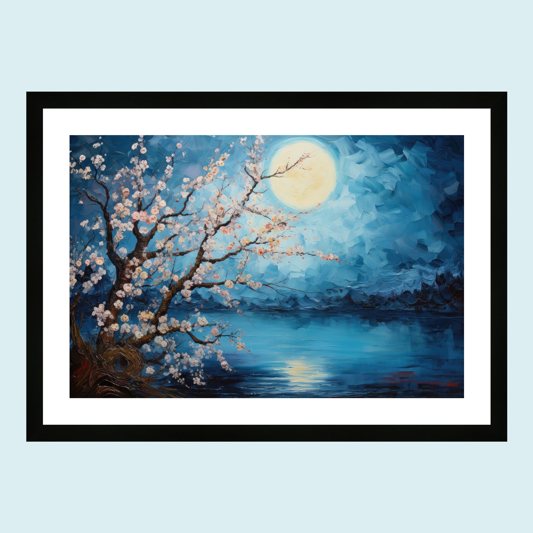 Moonlight - Happy Blossoms - Giclée Print by ArtFarty #Frame_Black