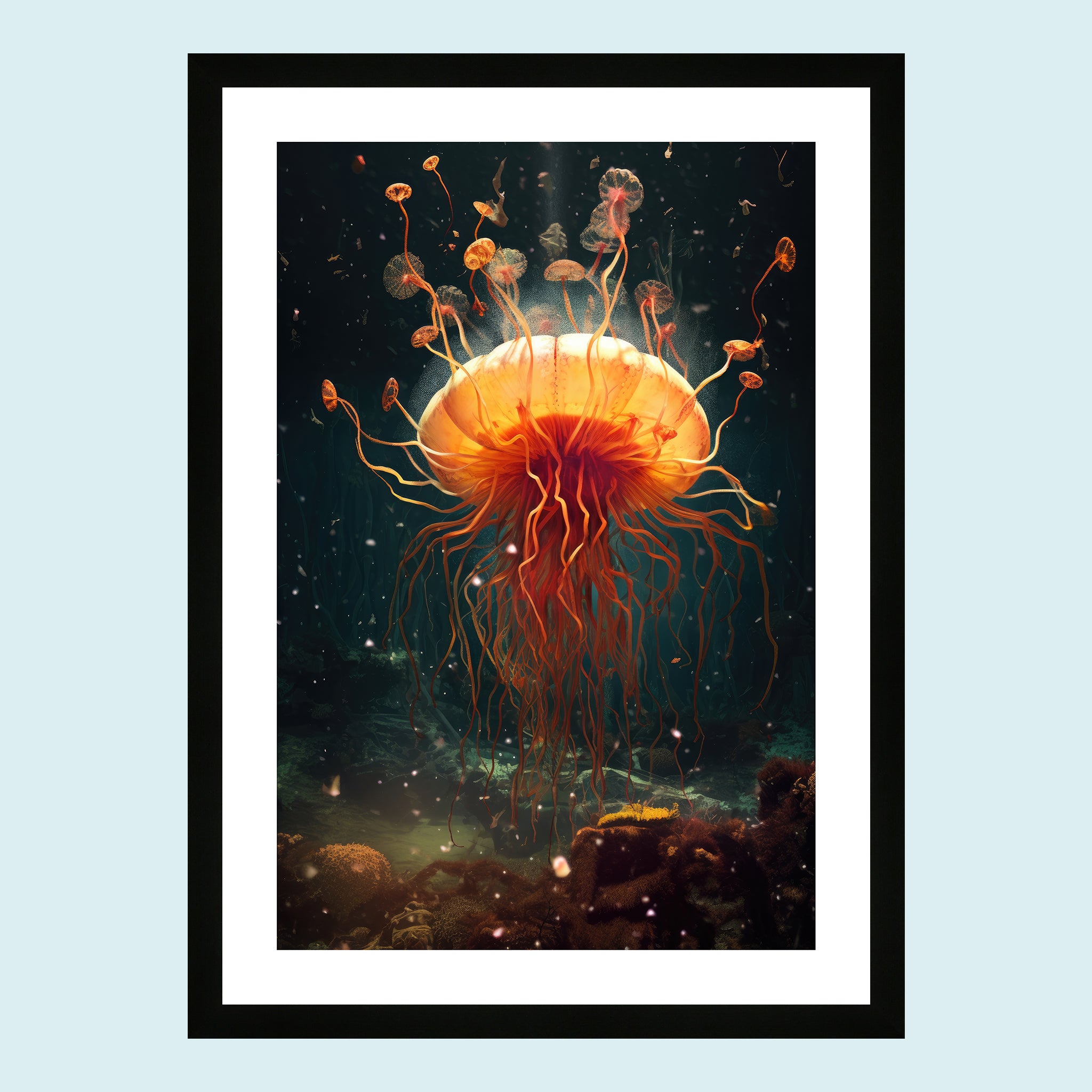 Umi - Dancing Jellyfish III - Giclée Print by ArtFarty #Frame_Black