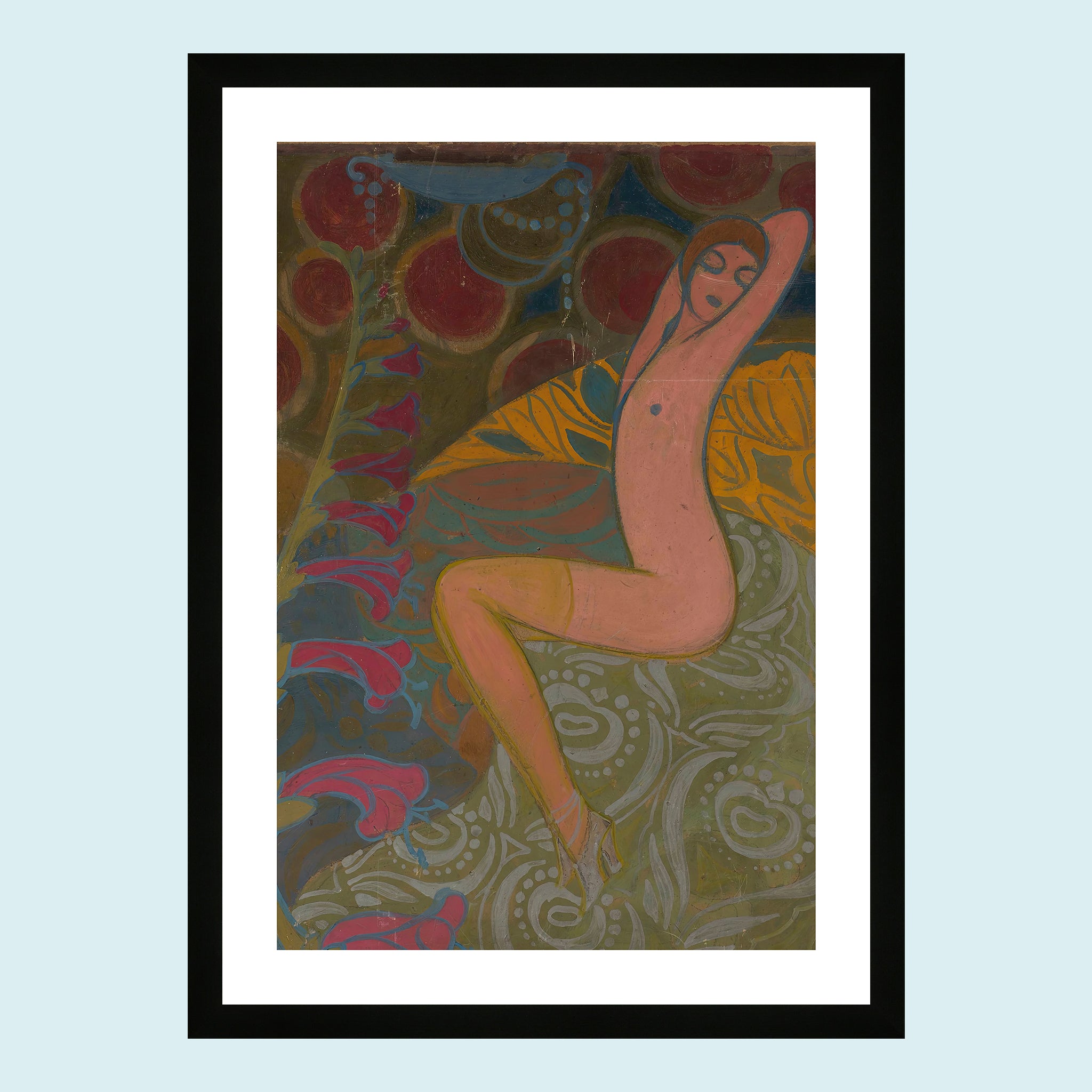 Attraction - Woman And Flowers - Giclée Print by ArtFarty #Frame_Black