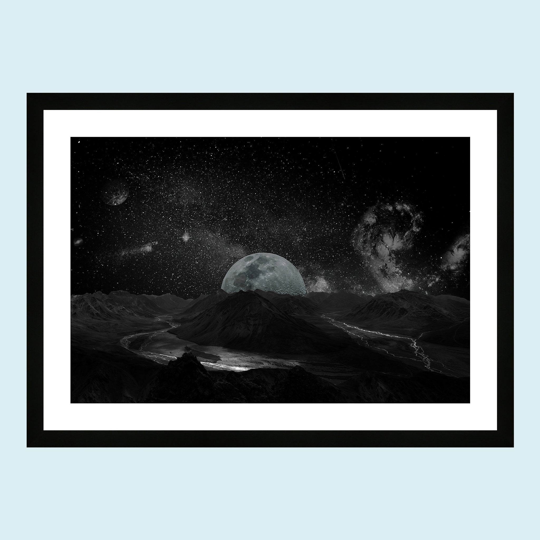 Moonlight - Peaks Of Infinity - Giclée Print by ArtFarty #Frame_Black