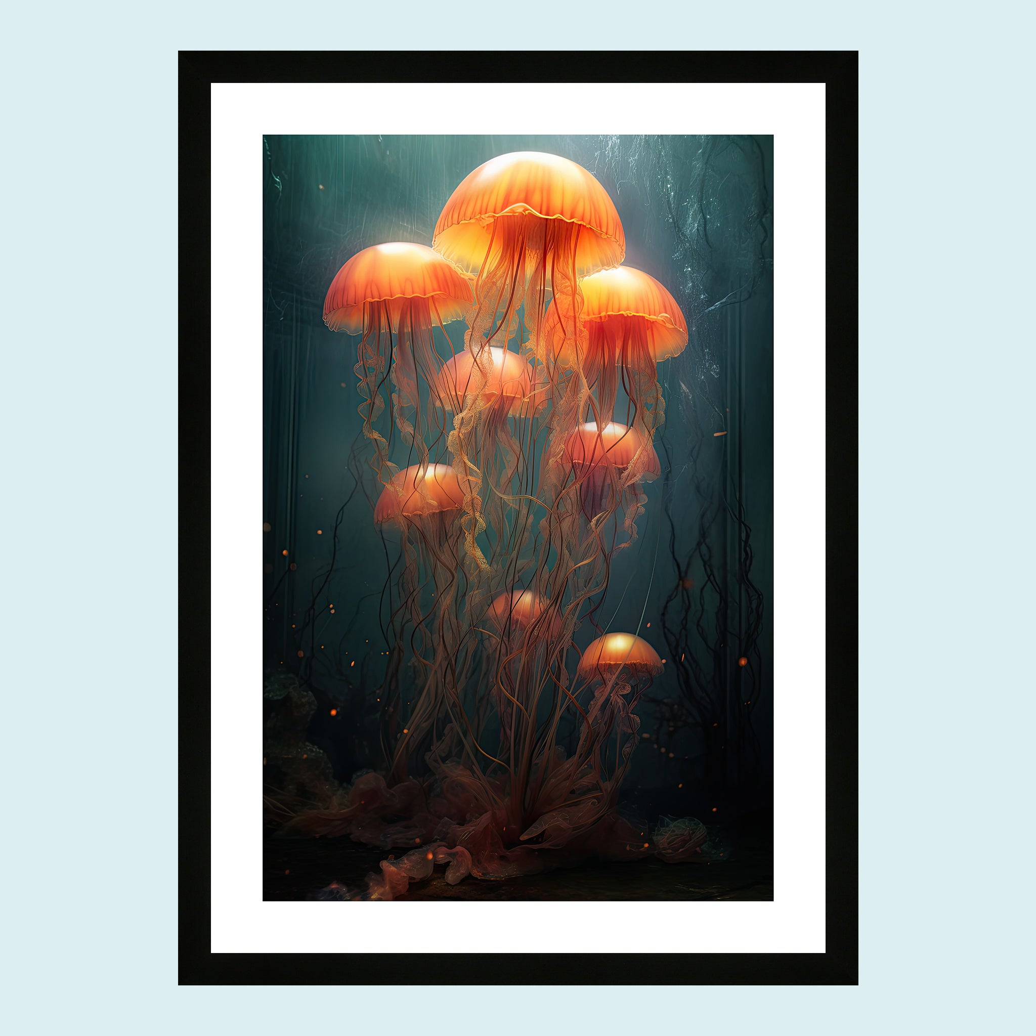 Umi - Dancing Jellyfish V - Giclée Print by ArtFarty #Frame_Black