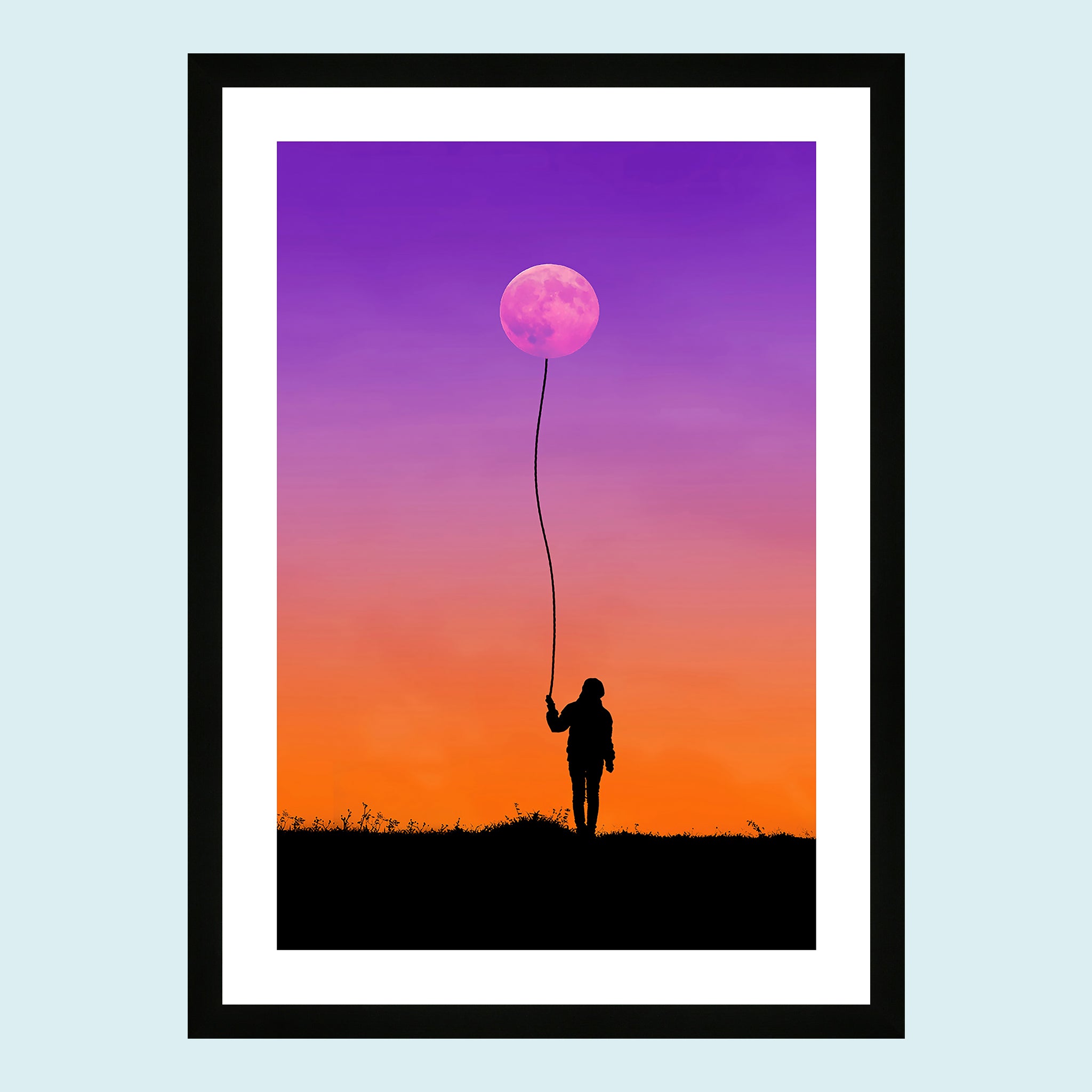 Moonlight - Balloon To The Moon - Giclée Print by ArtFarty #Frame_Black