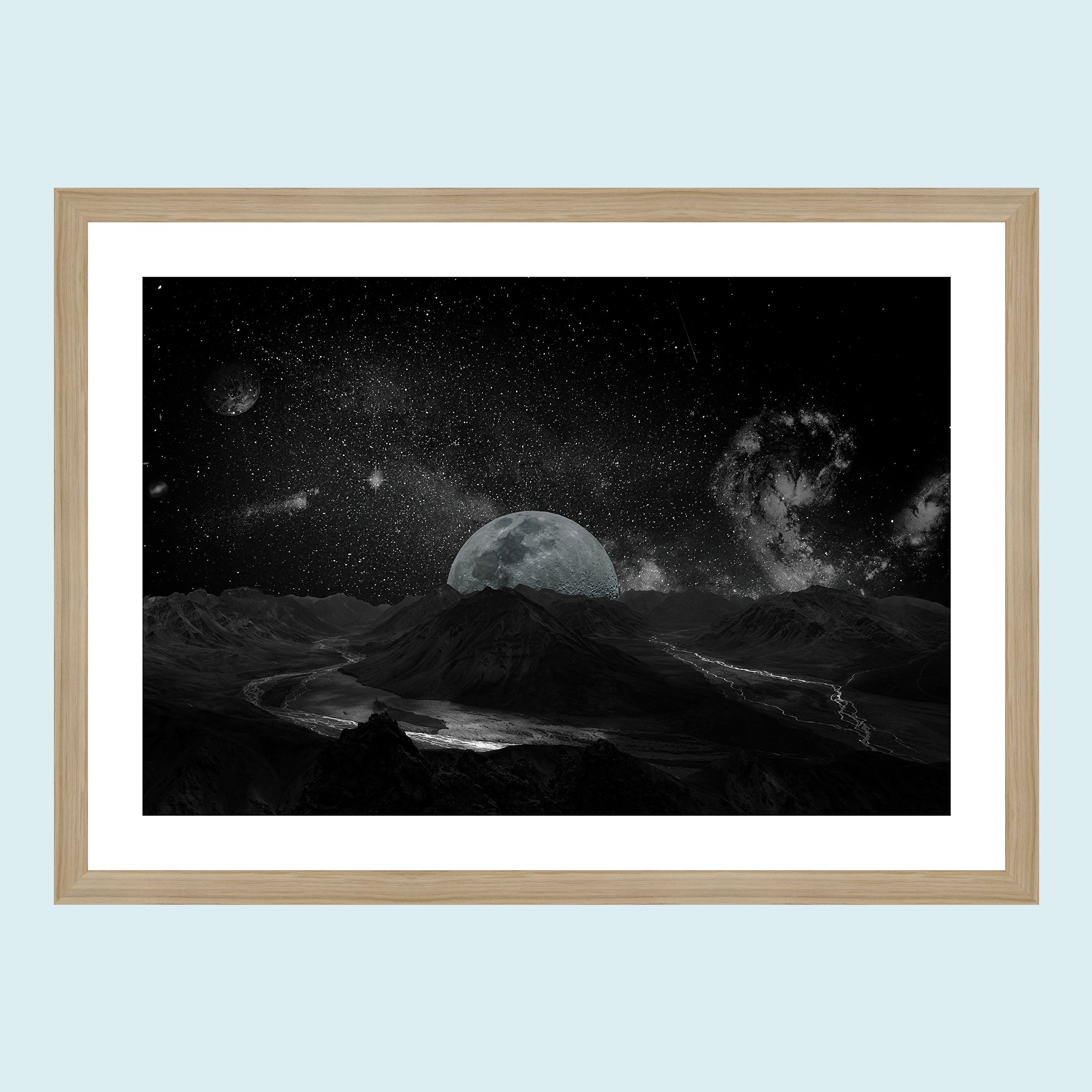 Moonlight - Peaks Of Infinity - Giclée Print by ArtFarty #Frame_Oak