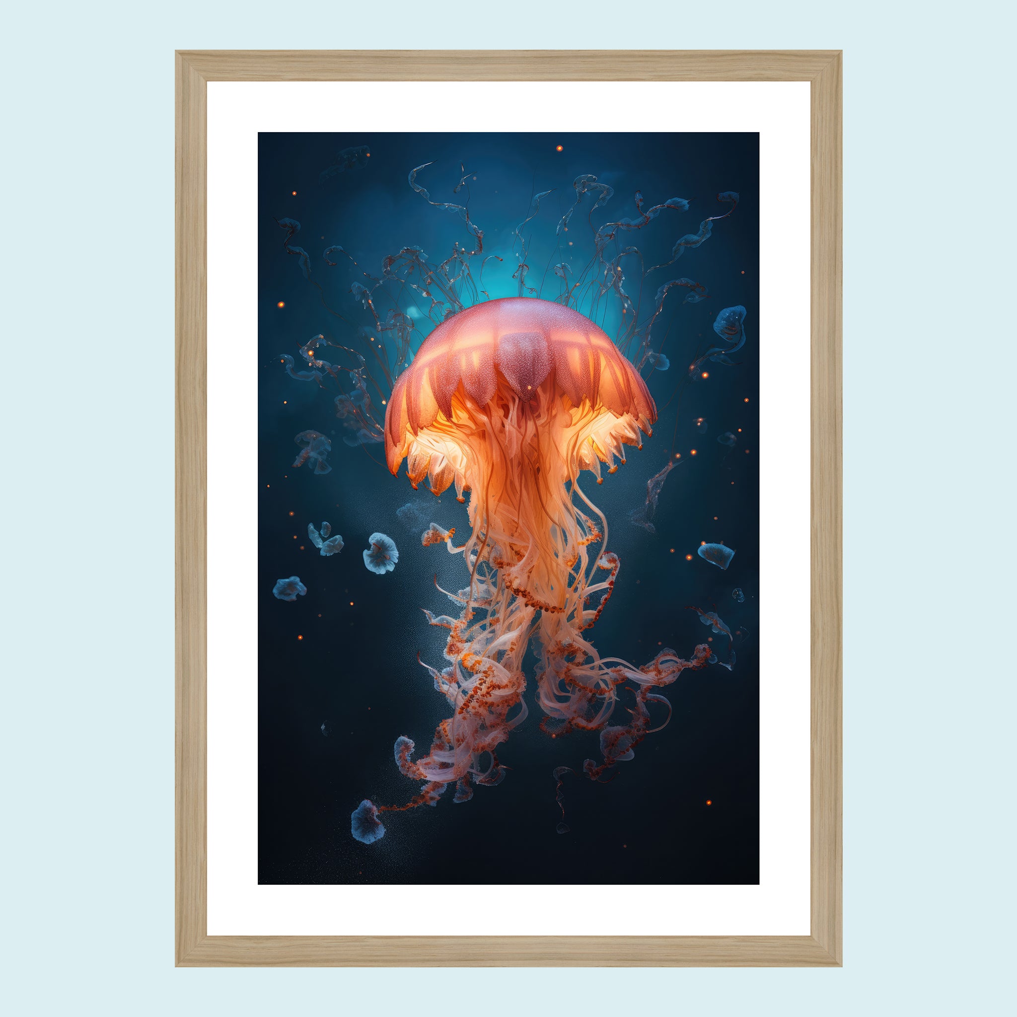 Umi - Dancing Jellyfish IV - Giclée Print by ArtFarty #Frame_Oak