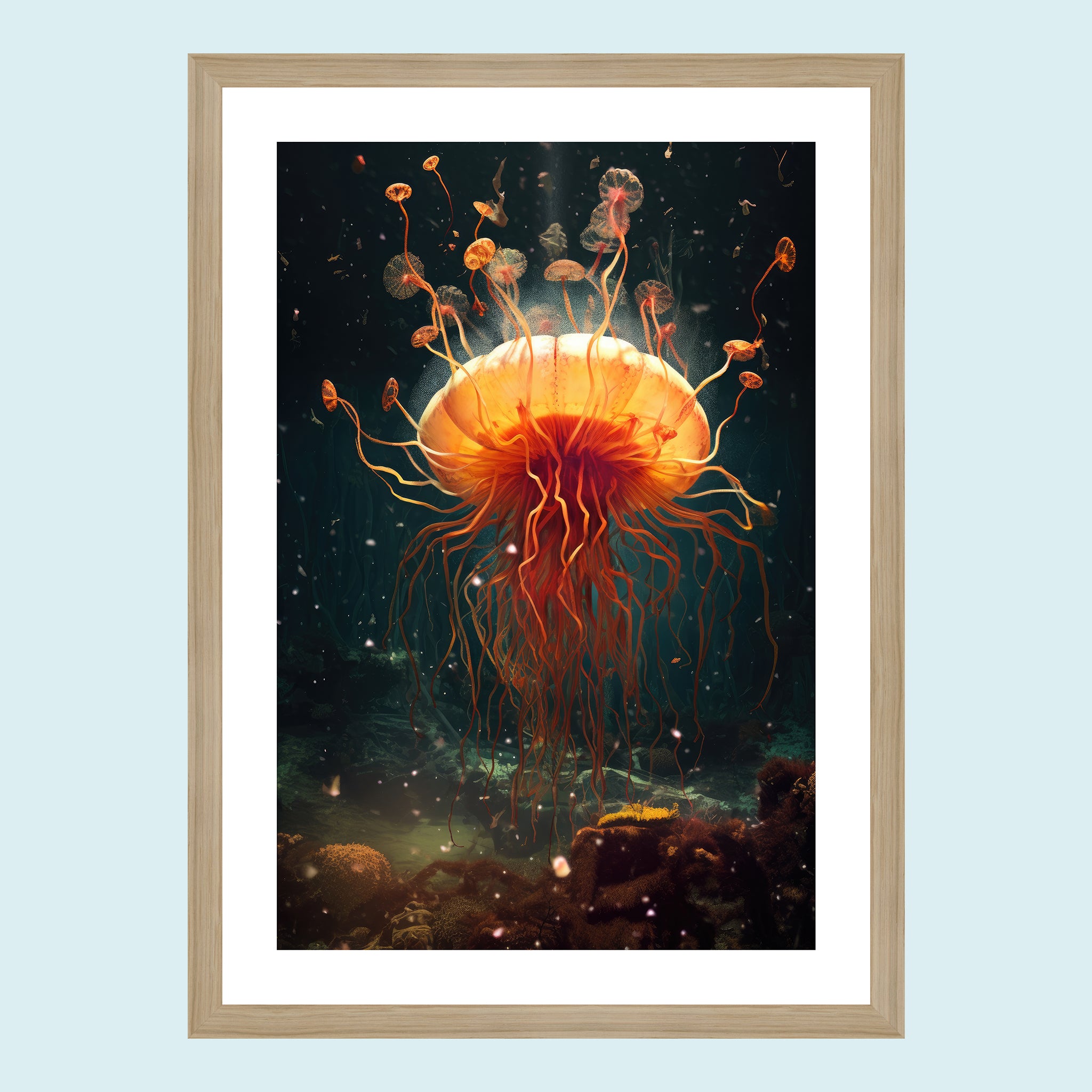 Umi - Dancing Jellyfish III - Giclée Print by ArtFarty #Frame_Oak