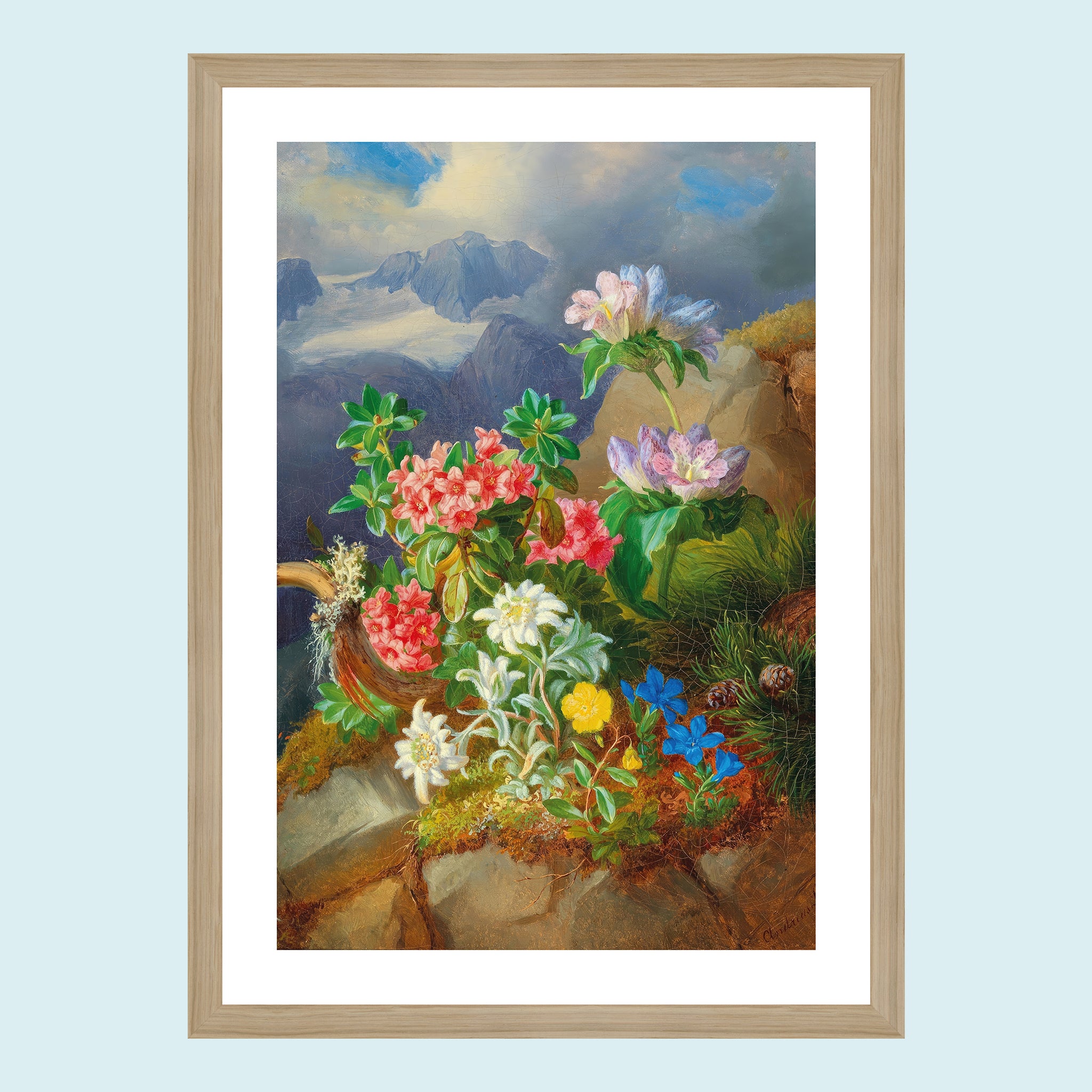 Attraction - Alpine Flowers - Giclée Print by ArtFarty #Frame_Oak