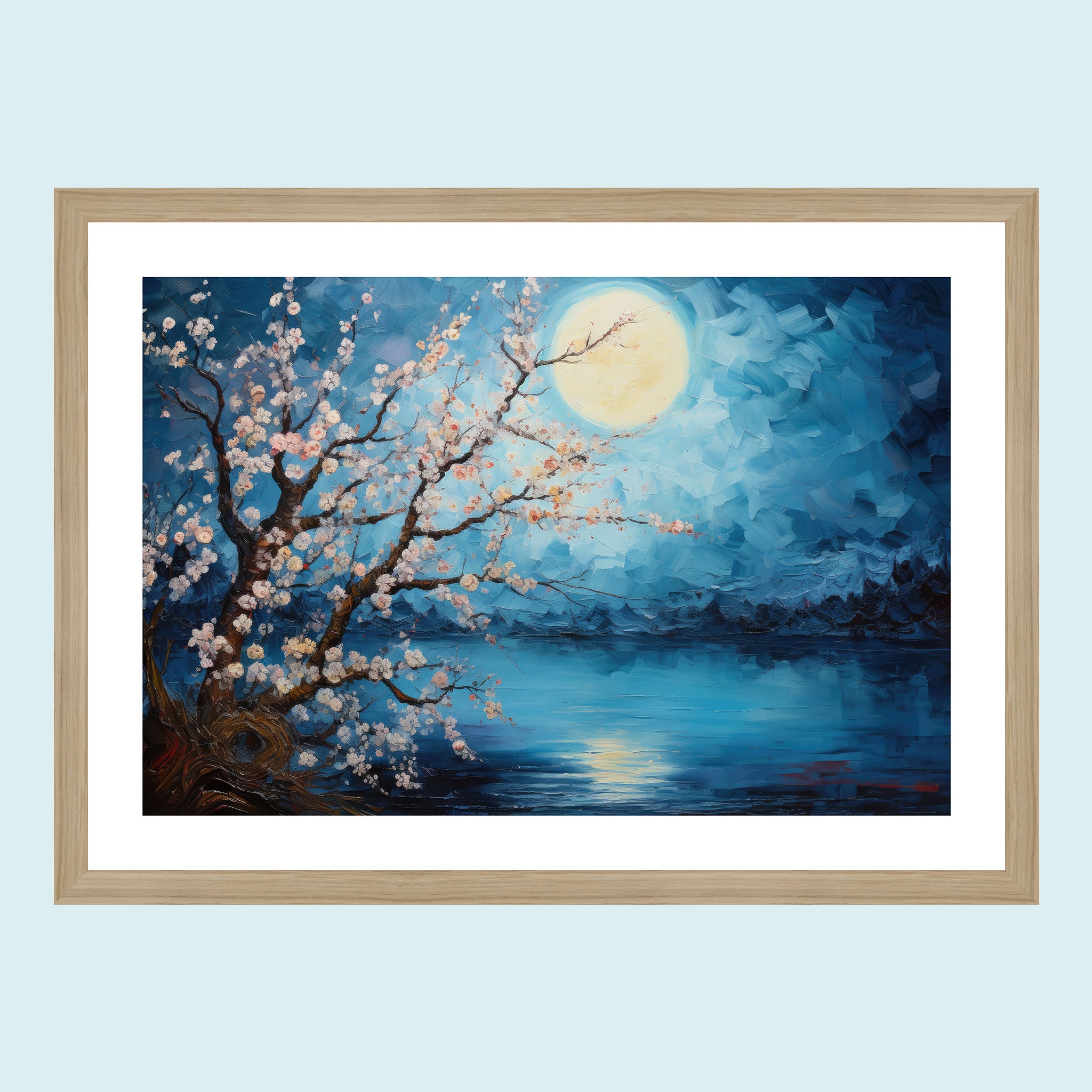 Moonlight - Happy Blossoms - Giclée Print by ArtFarty #Frame_Oak