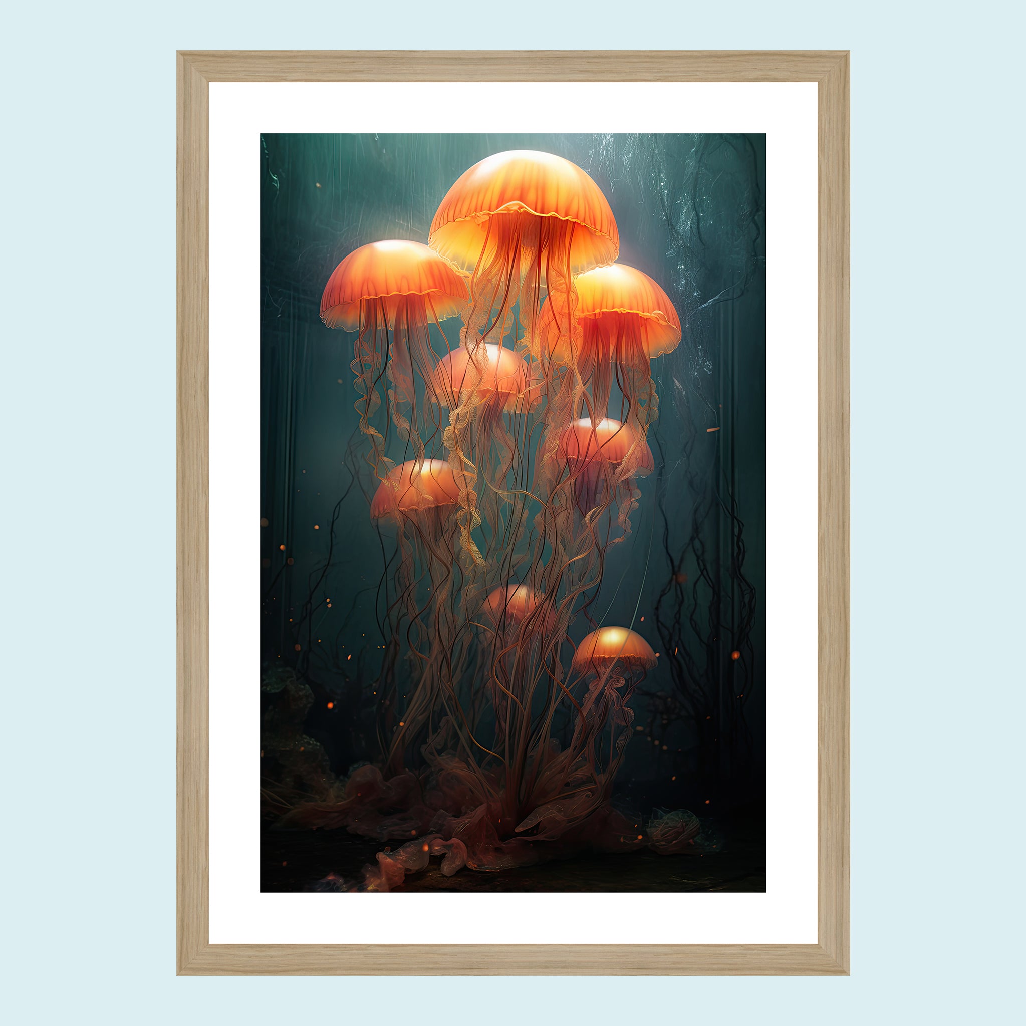 Umi - Dancing Jellyfish V - Giclée Print by ArtFarty #Frame_Oak