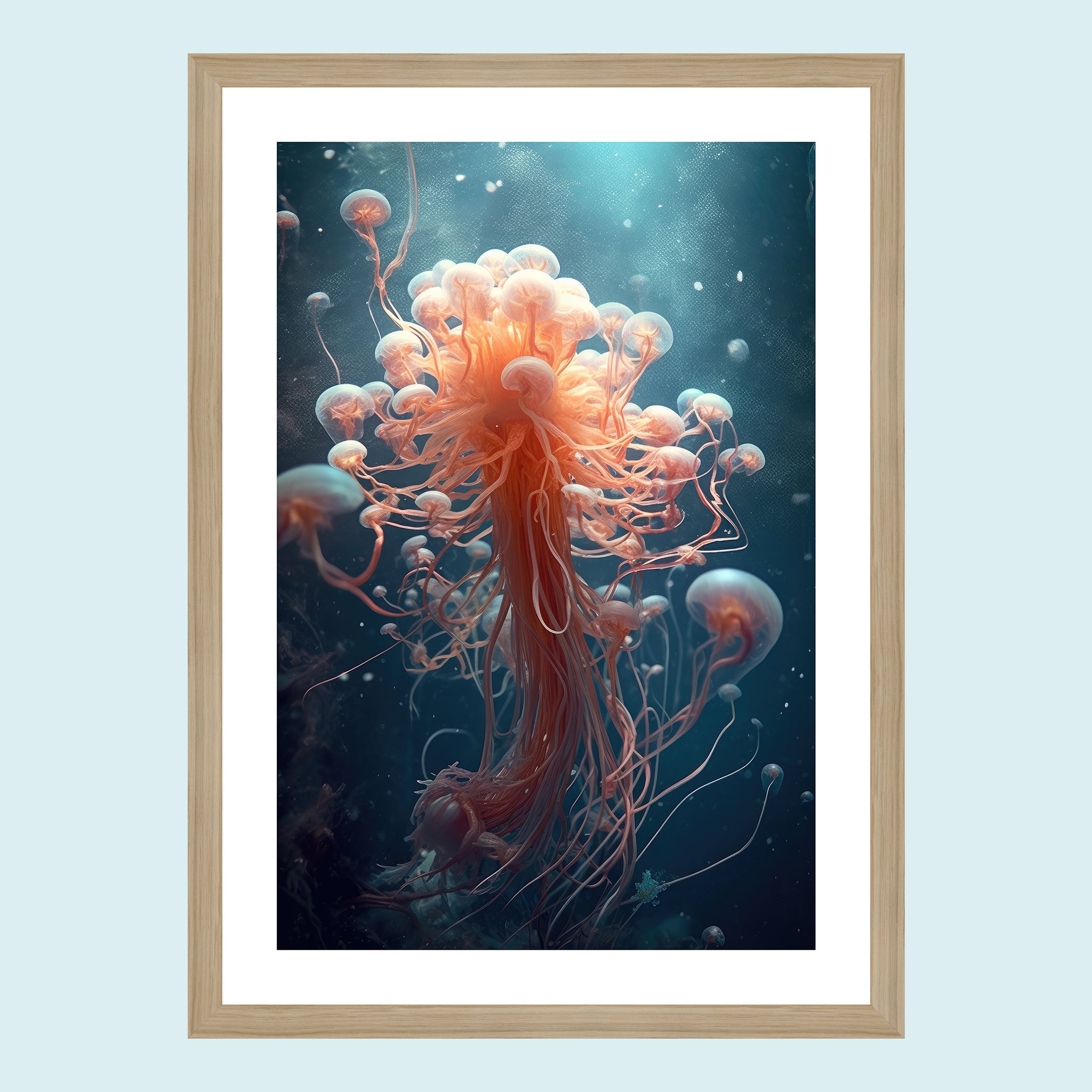 Umi - Dancing Jellyfish X - Giclée Print by ArtFarty #Frame_Oak