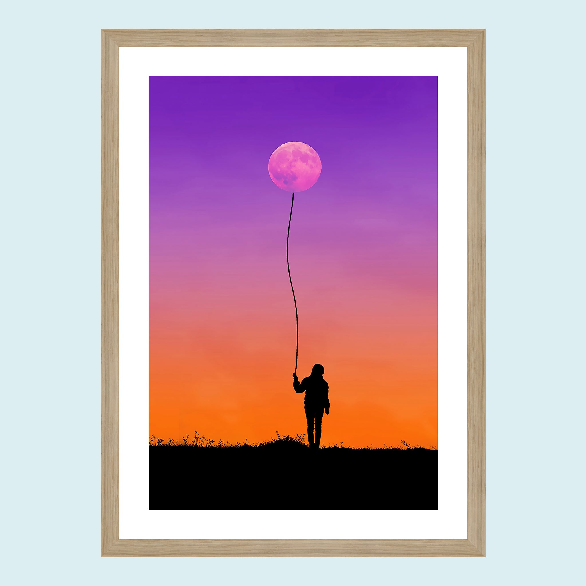 Moonlight - Balloon To The Moon - Giclée Print by ArtFarty #Frame_Oak