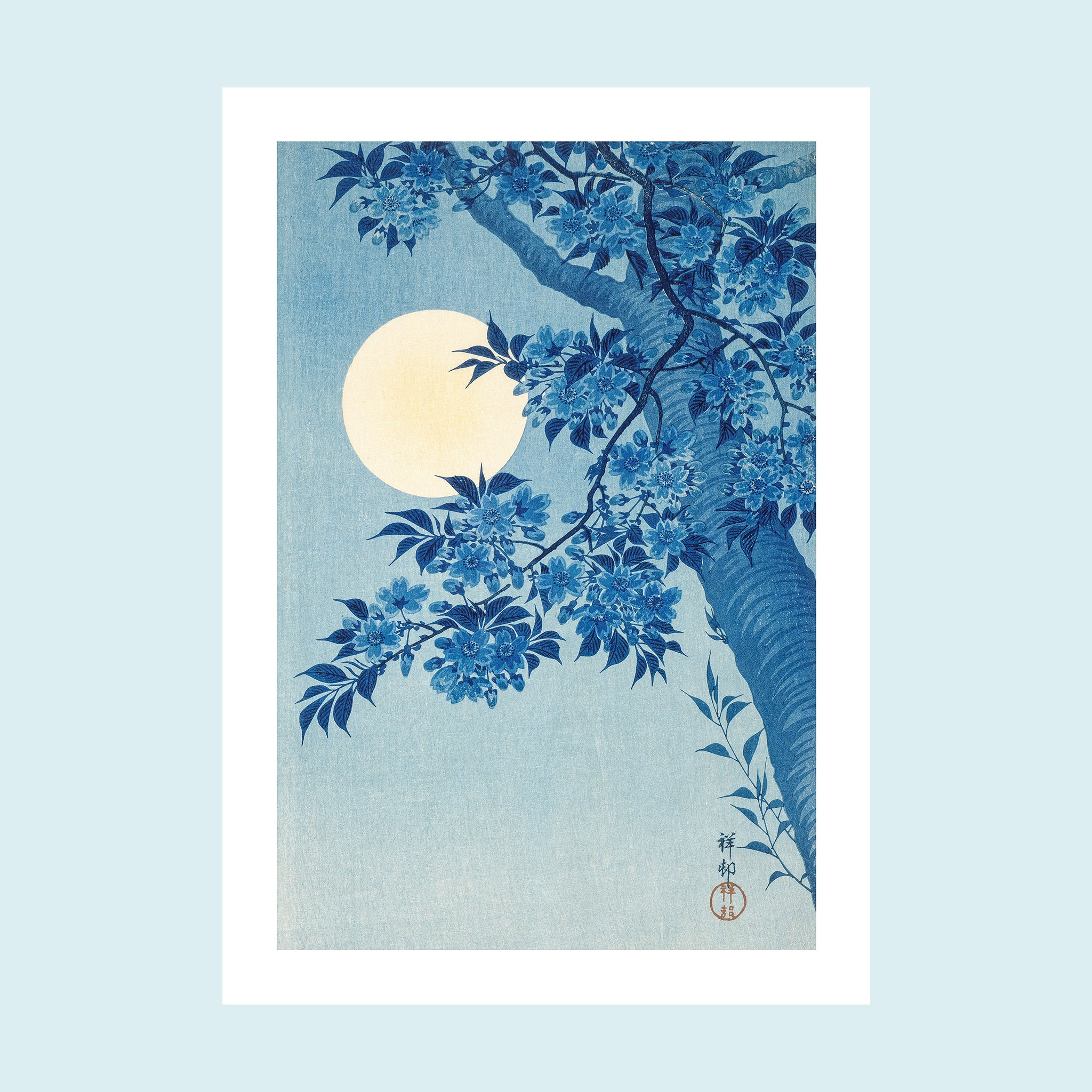 Moonlight - Blossoming Cherry On A Moonlit Night - Giclée Print by ArtFarty #Frame_Unframed