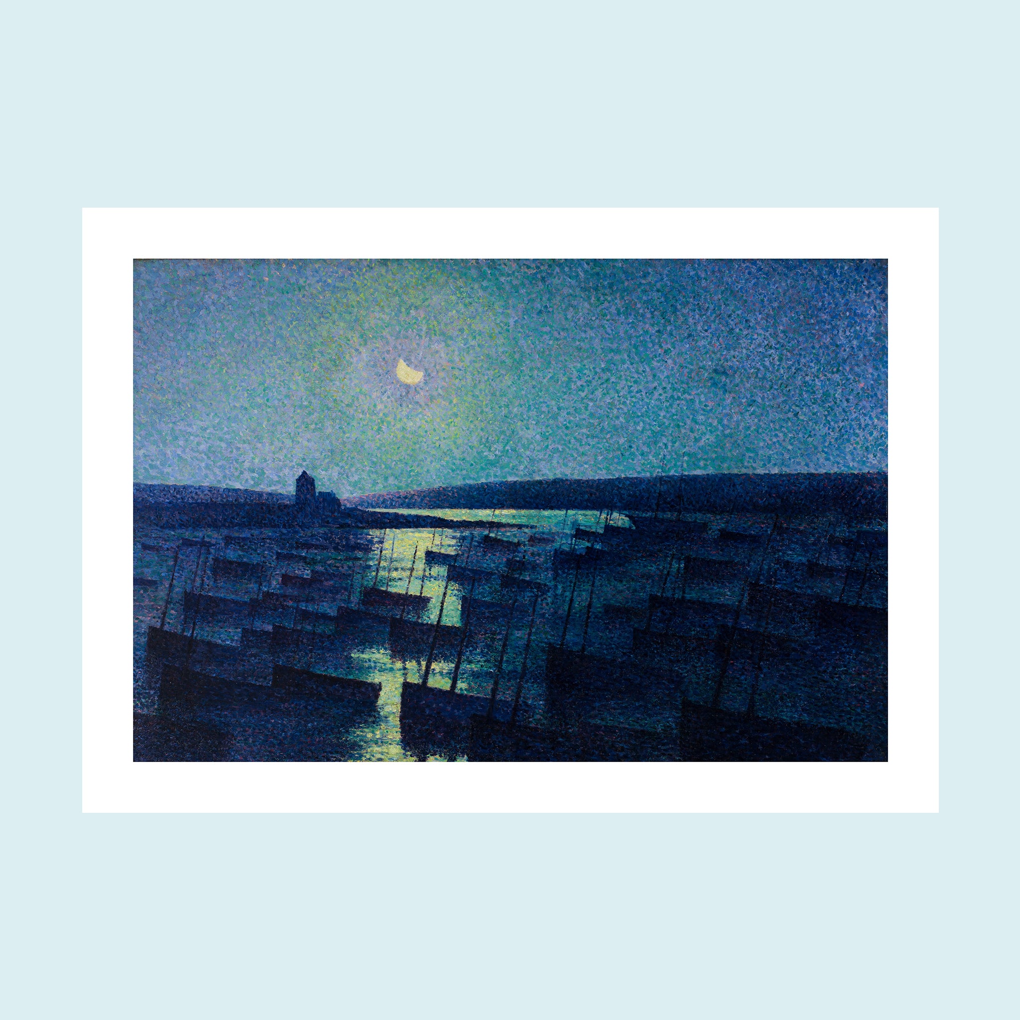 Moonlight - Camaret, Moonlight And Fishing Boats - Giclée Print by ArtFarty #Frame_Unframed