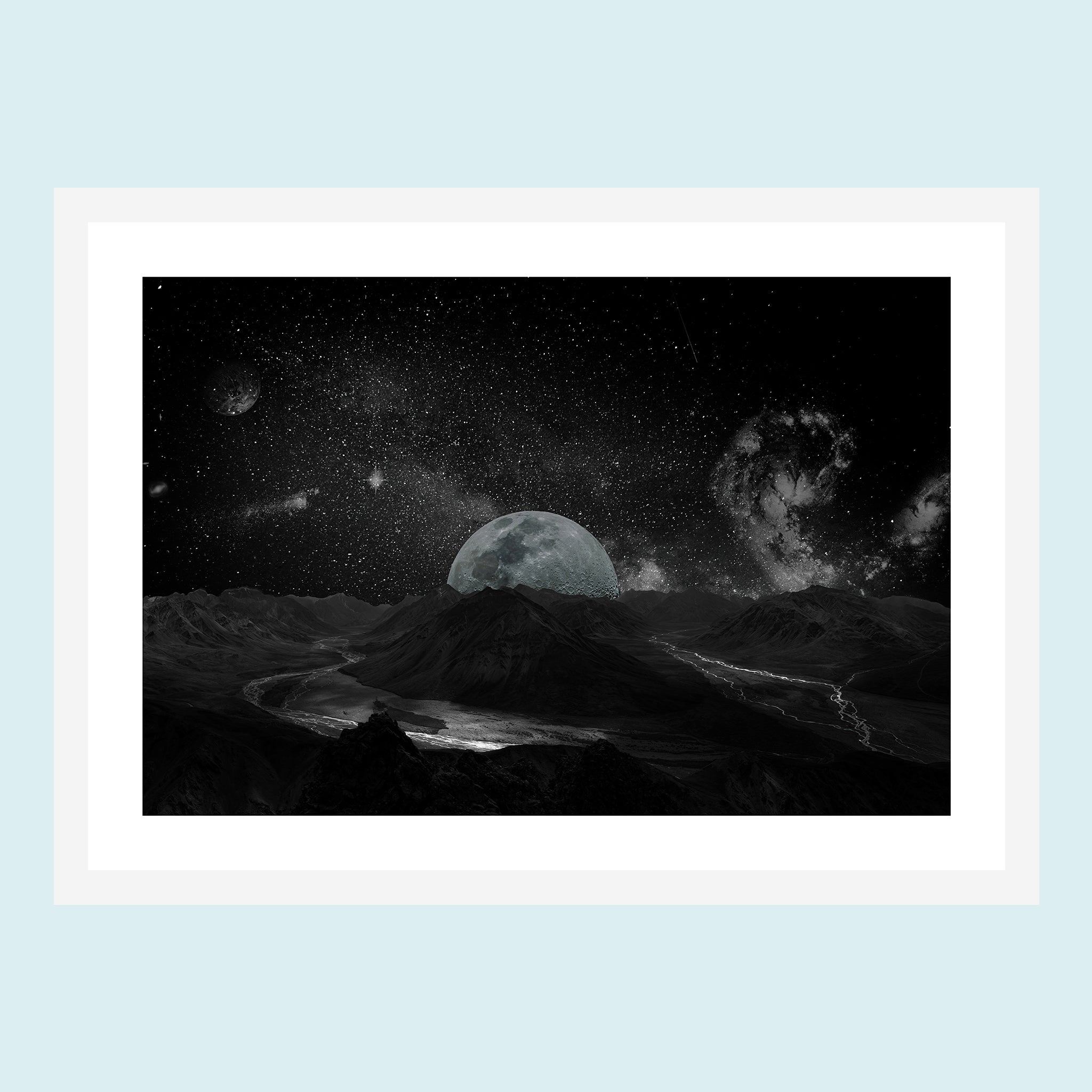 Moonlight - Peaks Of Infinity - Giclée Print by ArtFarty #Frame_White