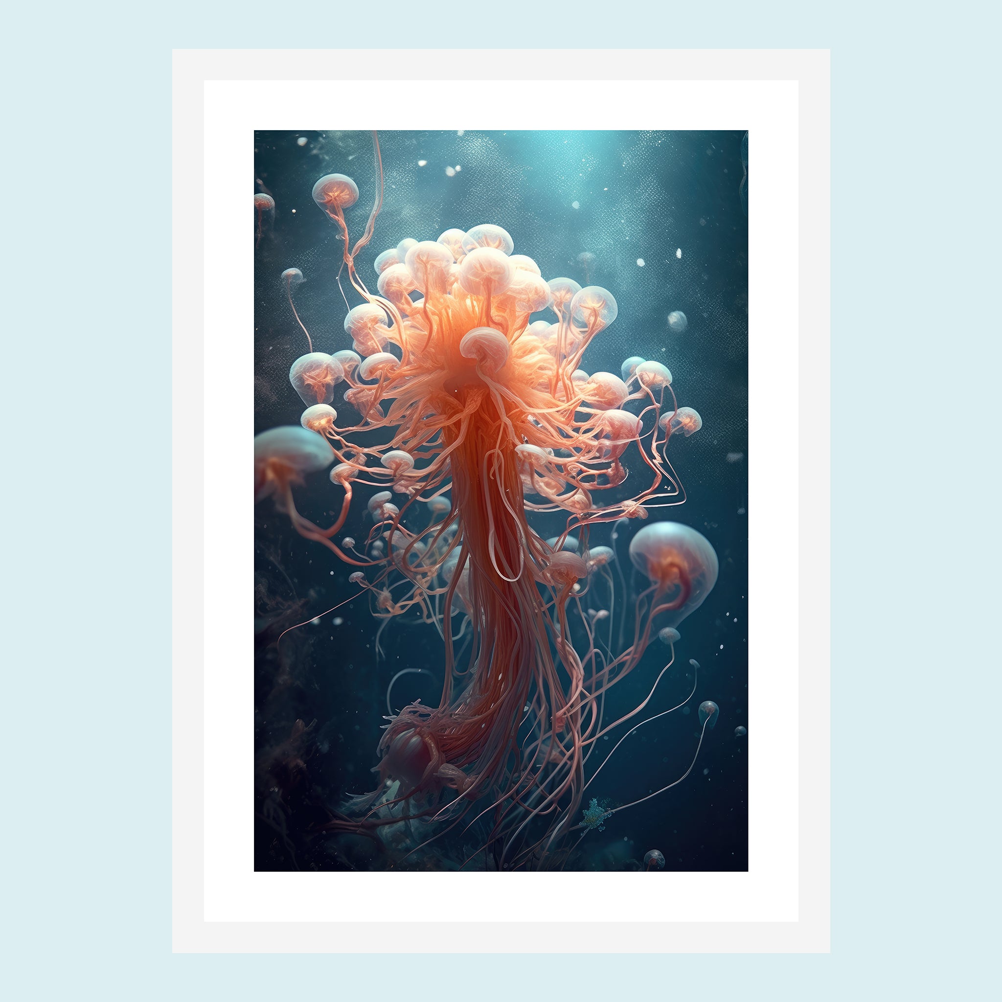 Umi - Dancing Jellyfish X - Giclée Print by ArtFarty #Frame_White