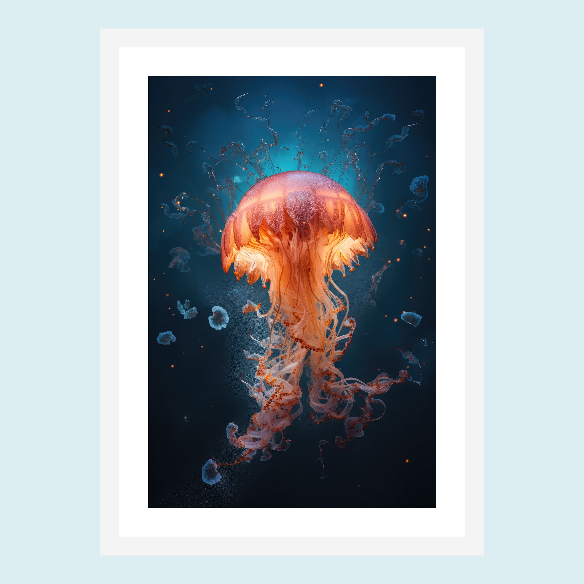 Umi - Dancing Jellyfish IV - Giclée Print by ArtFarty #Frame_White